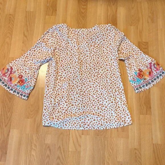 Savanna Jane Top Womens Small Floral Embroidered Boho Cottagecore - Picture 7 of 8